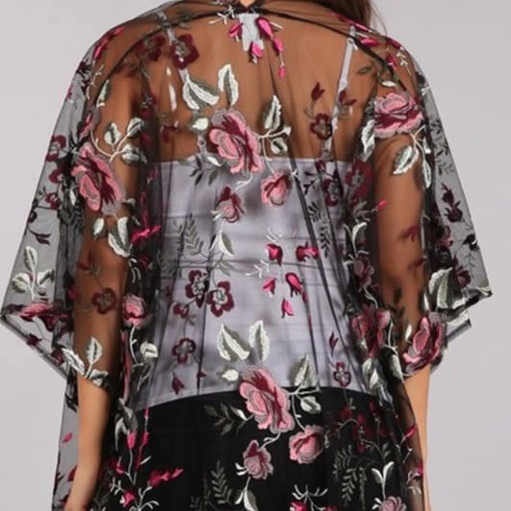 Floral Cover-up Kimono Cardigan - Picture 2 of 2